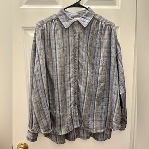 Free People Women’s Oversized Relaxed Plaid Button Down